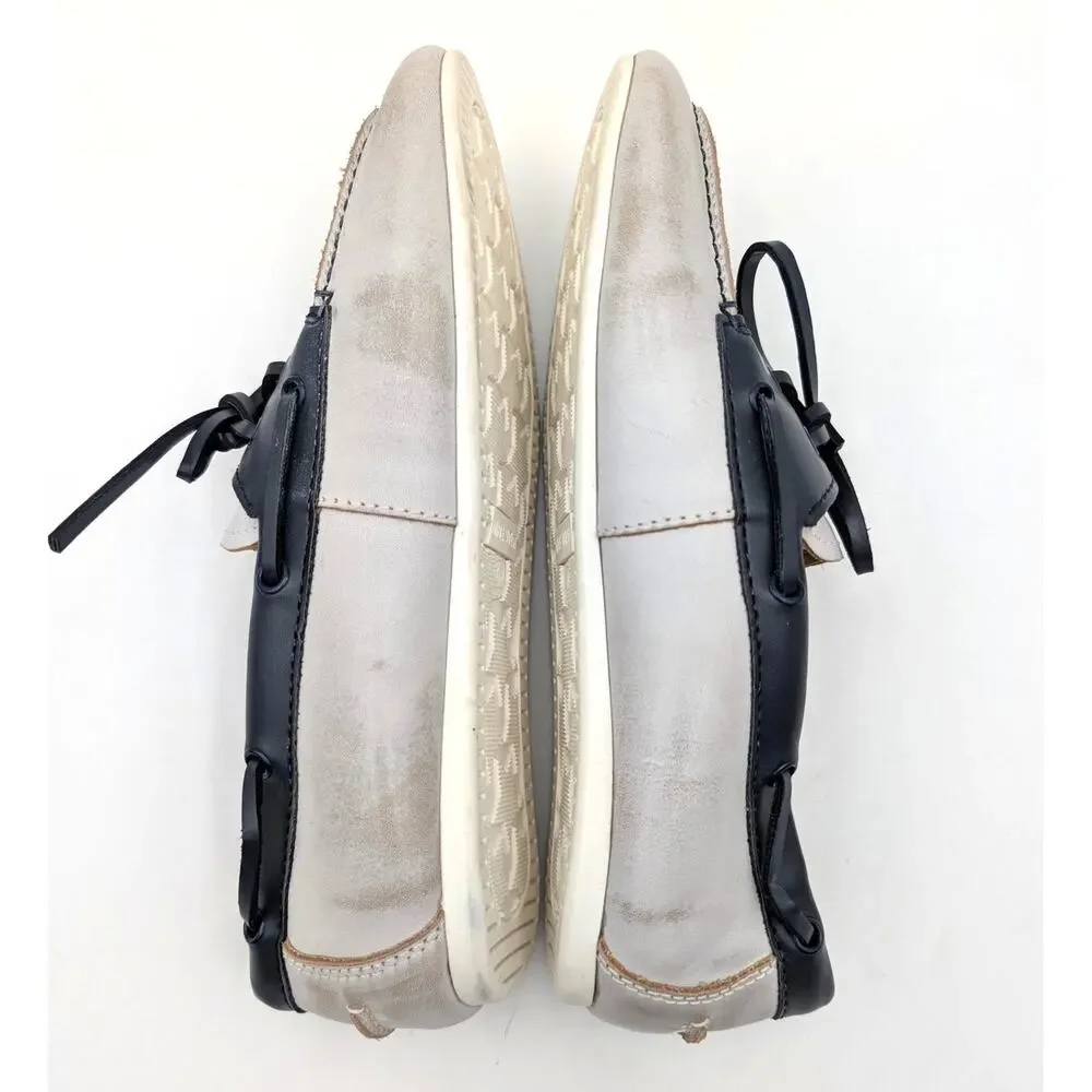 Nine West Yacht Boat Shoes Round Toe Women's White/Black Multi Size US7.5M EU38